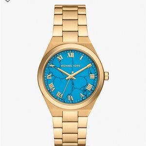 Michael Kors Lennox Gold Tone watch in turquoise